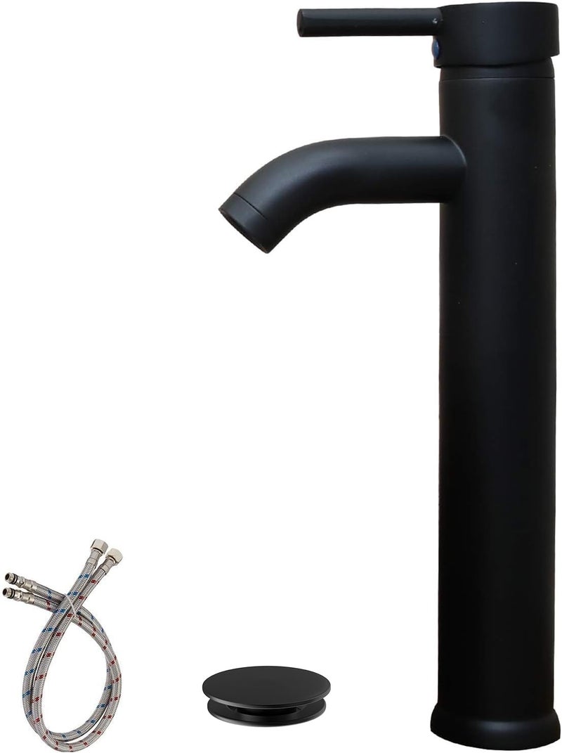 Green Spring Greenspring Matte Black Bathroom Faucets, Vessel Sink Faucet One Hole Single Handle Modern Lavatory Commercial Bath Vanity Bowl Faucets Tall Body with Pop Up Drain and Supply Line, Brass - Image 1